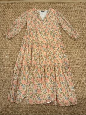 Floral Tiered Maxi Dress in Peach